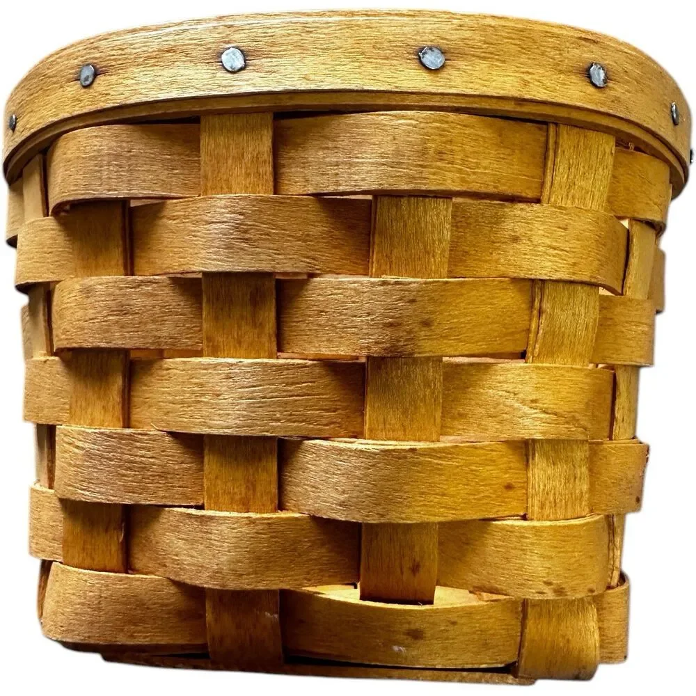 Longaberger 1998 Small 3.5” Wall Pocket Oregano Handmade Basket W/Bracket Hanger